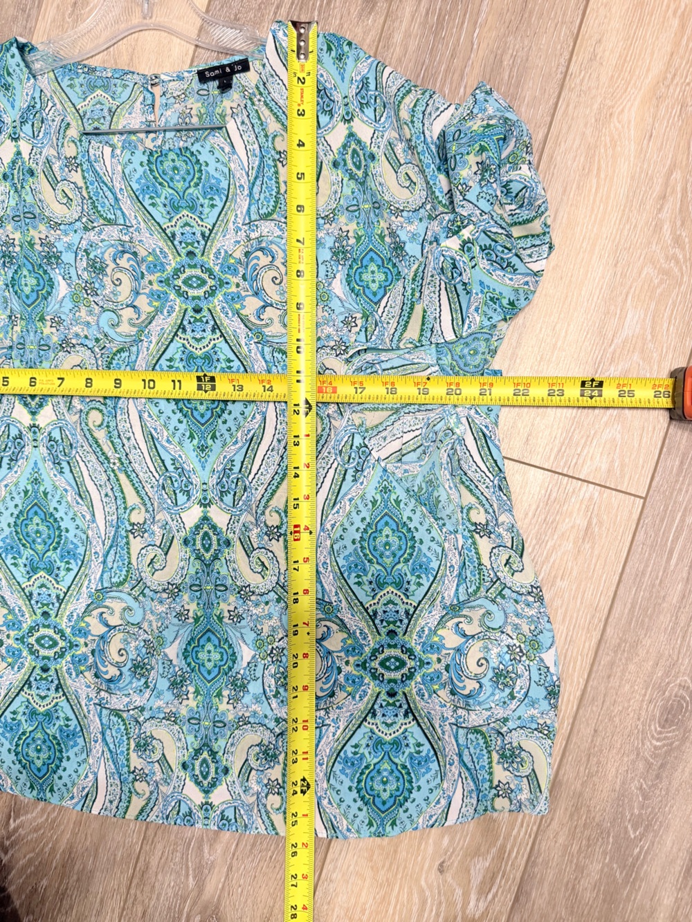 #18)  Sami & Jo Blue Paisley Ruffle-Sleeve Blouse - Picture 4 of 6